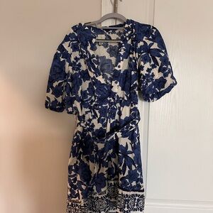 Elegant Blue Floral Dress